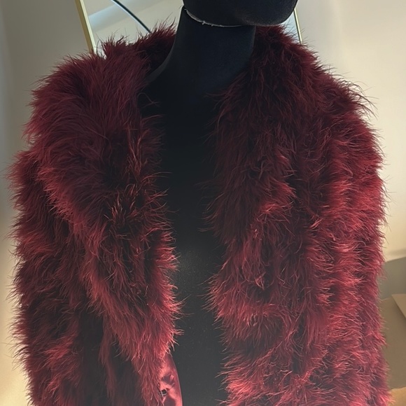 Haute Hippie Collared Burgundy Faux Fur Jacket Size M - Picture 9 of 9